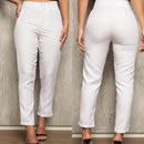 Calça Alfaiataria Feminina Cintura Alta Com Ziper Social Slim Fino Elegante Empresaria Blogueira