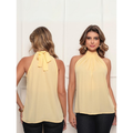 Blusa Regata Feminina Gola Alta Elegante em Crepe