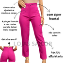 Calça Alfaiataria Feminina Cintura Alta Com Ziper Social Slim Fino Elegante Empresaria Blogueira