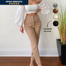 Calça Alfaiataria Feminina Cintura Alta Com Ziper Social Slim Fino Elegante Empresaria Blogueira