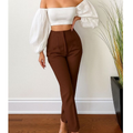 Calça Alfaiataria Feminina Cintura Alta Com Ziper Social Slim Fino Elegante Empresaria Blogueira