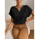 Blusa Feminina Soltinha Manga Morcego Decote Entalhado Helora