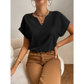 Blusa Feminina Soltinha Manga Morcego Decote Entalhado Helora