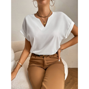 Blusa Feminina Soltinha Manga Morcego Decote Entalhado Helora
