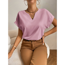 Blusa Feminina Soltinha Manga Morcego Decote Entalhado Helora