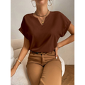 Blusa Feminina Soltinha Manga Morcego Decote Entalhado Helora