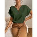 Blusa Feminina Soltinha Manga Morcego Decote Entalhado Helora