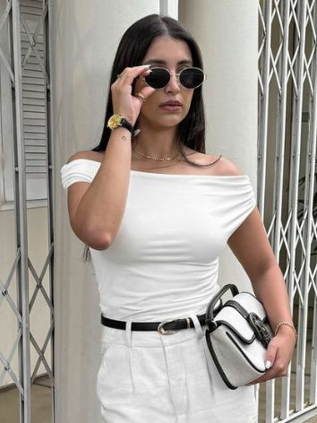 Blusinha Feminina Blusa Ombro Suplex Premium Duplo Forro Blogueira Tendencia Verão Sem Bojo